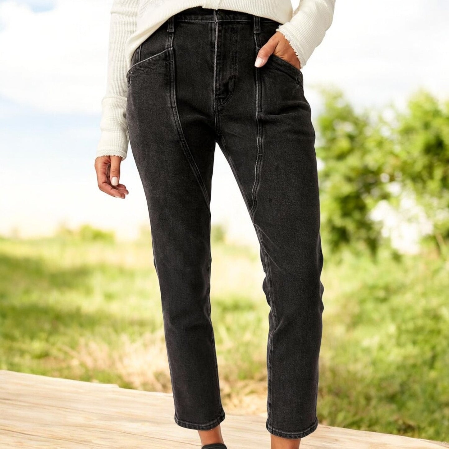 Free People Beacon Mid Rise Slim Crop Jeans - Size: 27