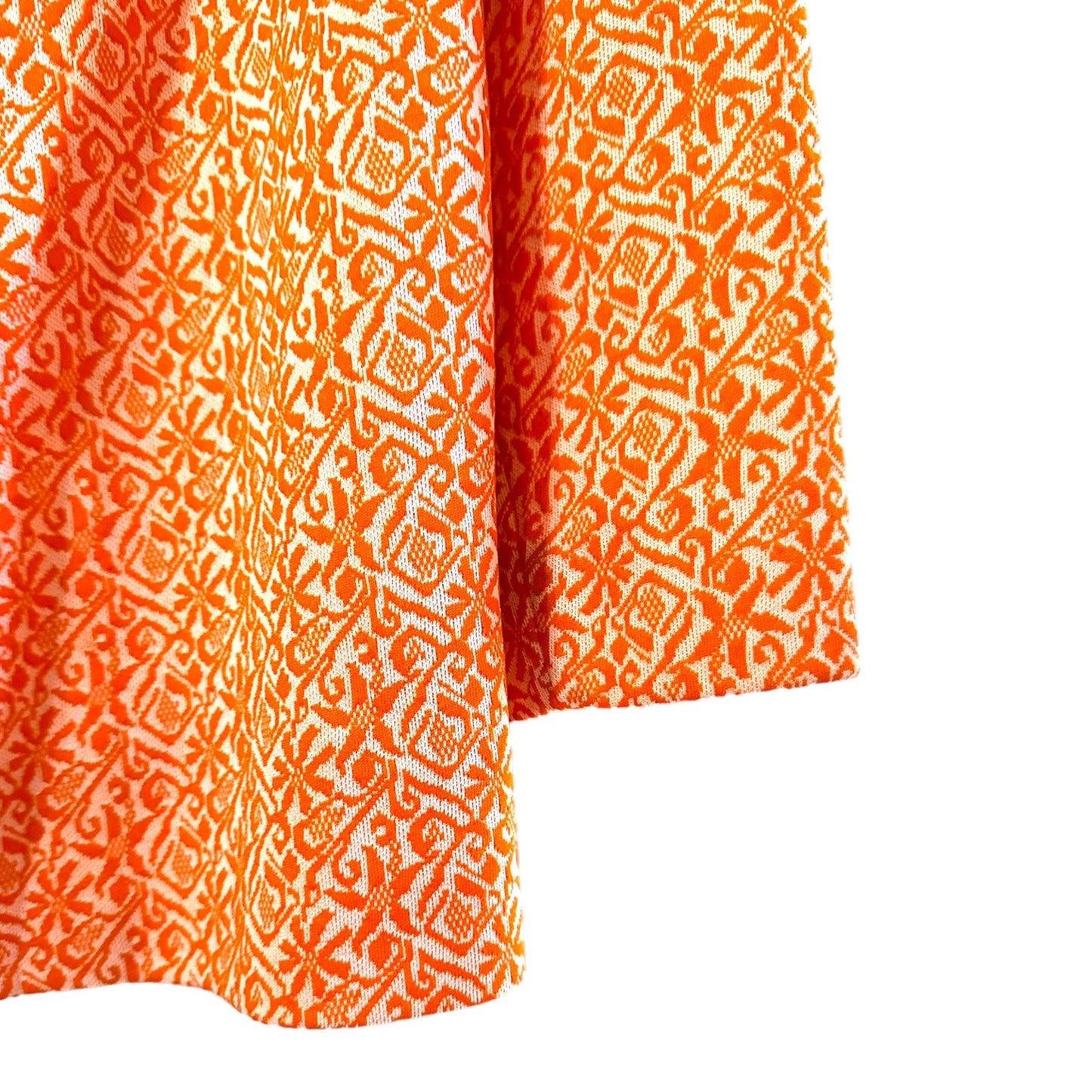 Vintage 70s Orange Jacquard Polyester Wide Leg Pant Suit Set - Size: S/M
