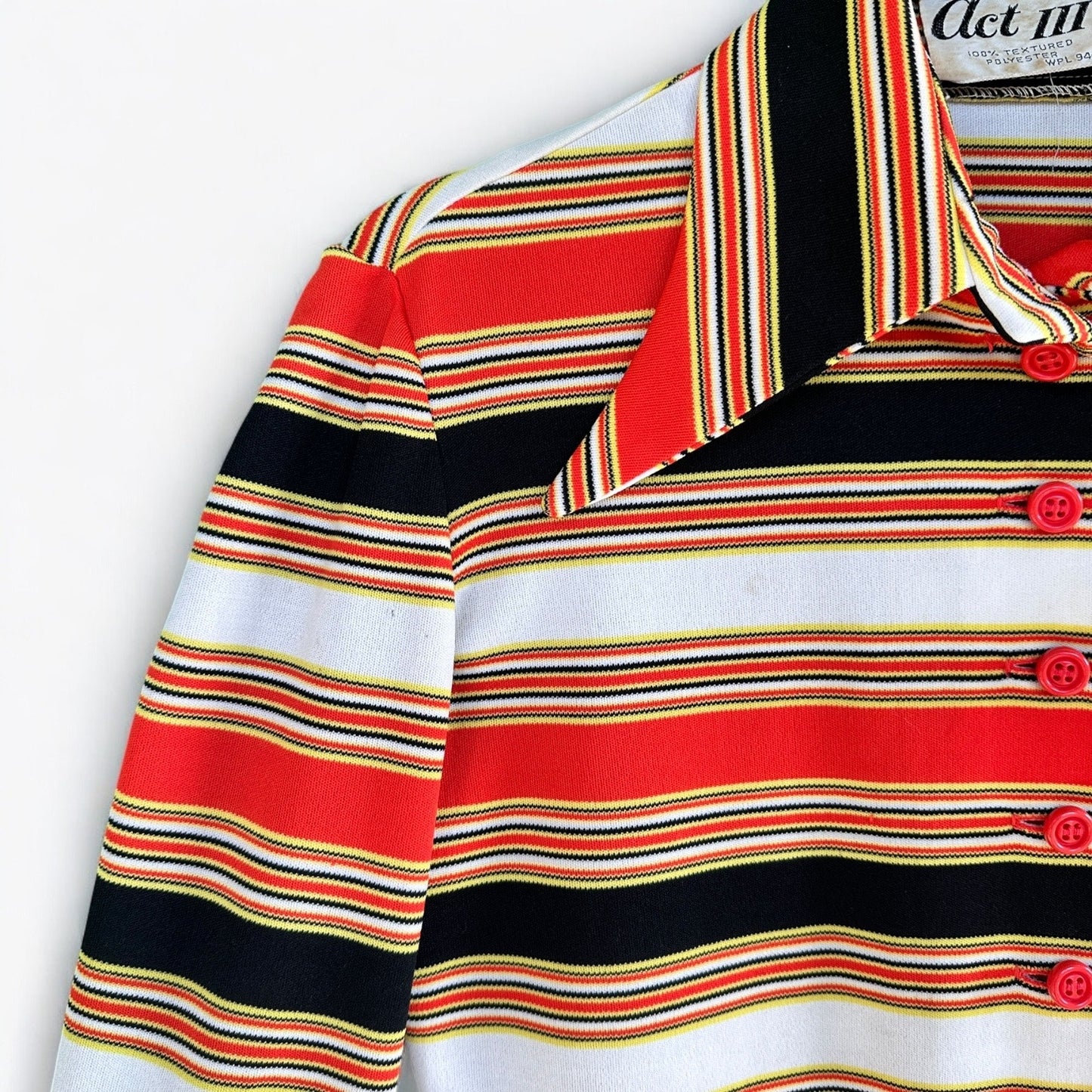Vintage 1970s Act III Long Sleeve Polyester Dagger Collared Button-Down Shirt - Size: M/L