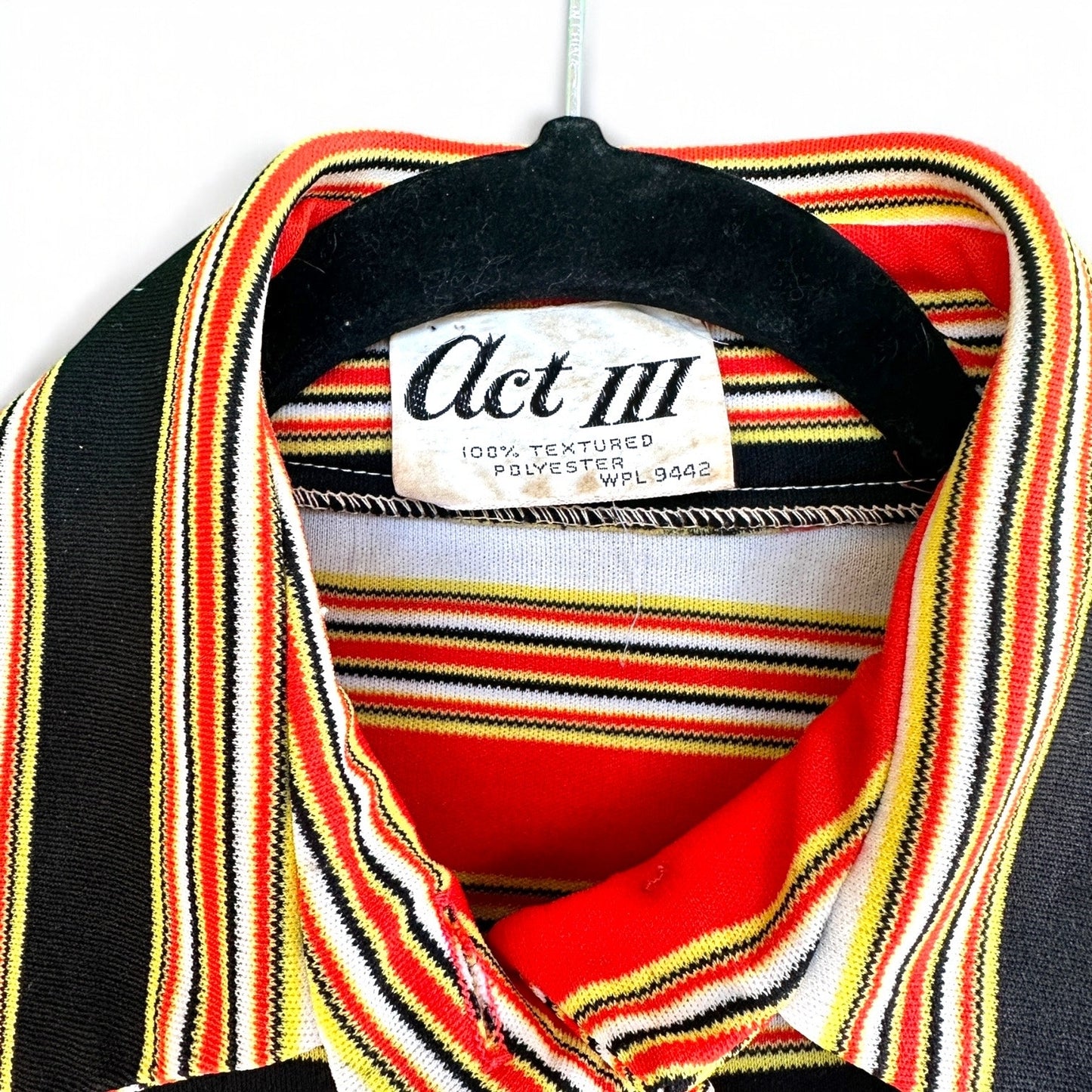 Vintage 1970s Act III Long Sleeve Polyester Dagger Collared Button-Down Shirt - Size: M/L