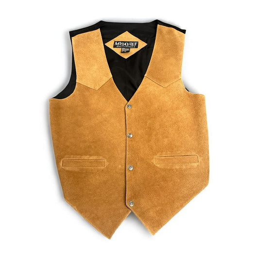 Vtg 90s MISCHIEF Men’s Suede Western Biker Leather Vest - Size: Small