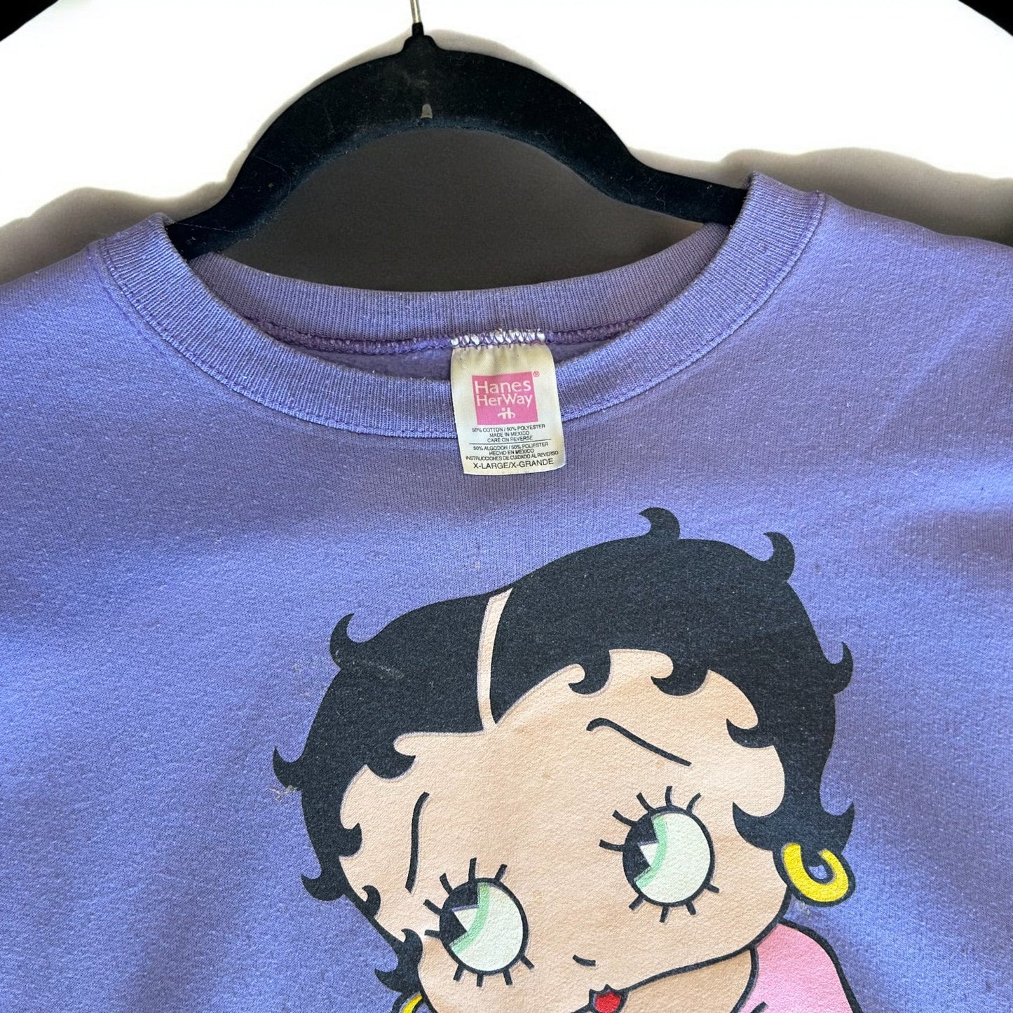 Vintage 90s Betty Boop Clueless Sweatshirt Purple XL Cartoon Graphic Y2K Rare