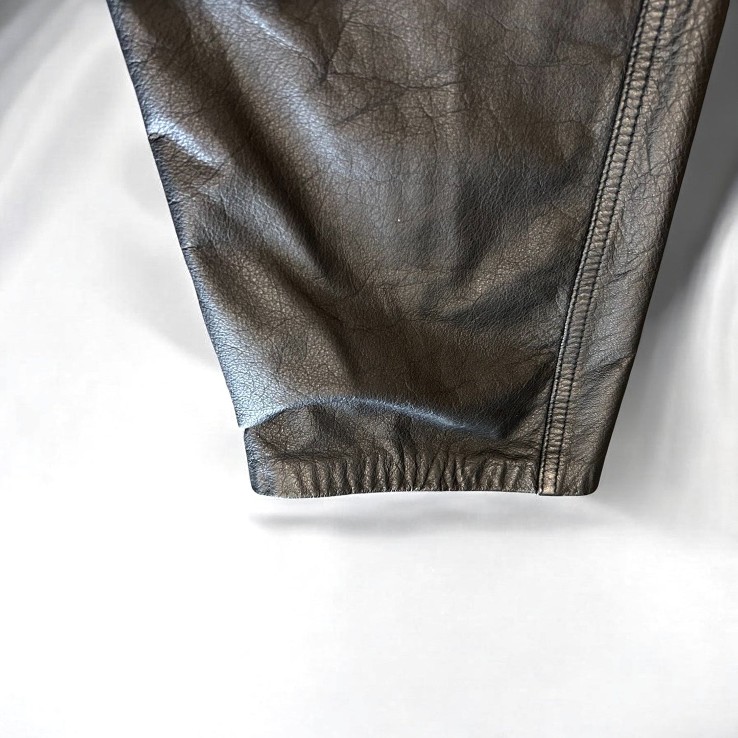 Vintage 80s Black Leather Pants High Waisted Pleated Jogger Cuff - Size S