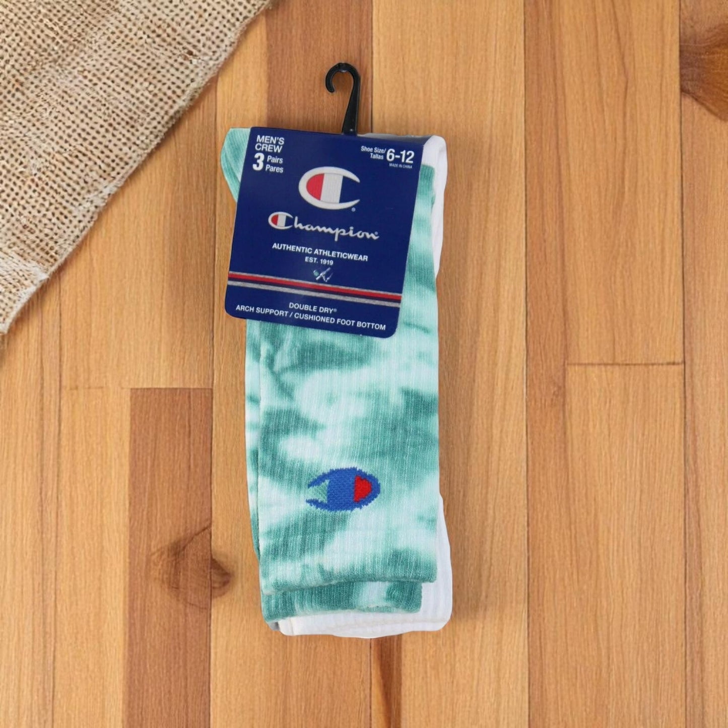 Champion Cushioned Foot Bottom Crew Socks – Multi-Color – Size 6-12 (3 Pairs)