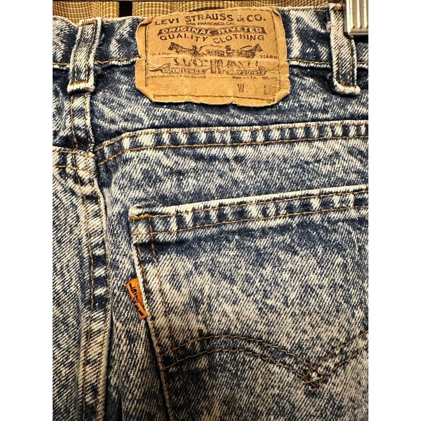 Vintage Levi 505 Orange Tab Jeans Distressed USA Acid Wash Denim 80s 32x30