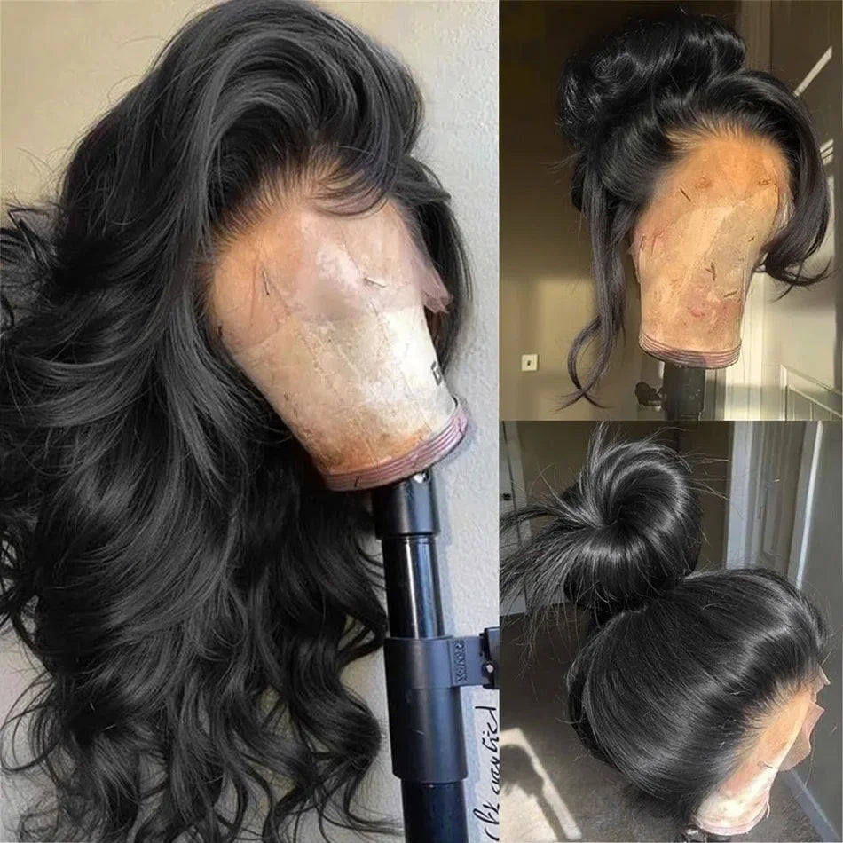 100% Human Hair Brazilian 30 40 Inch Body Wave 13x4 HD Transparent Lace Front Wig black 13x6 Lace Frontal Wigs Pre Plucked