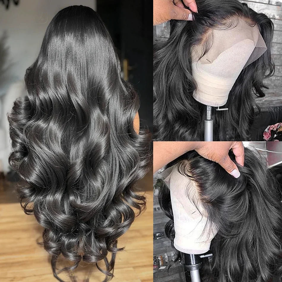 100% Human Hair Brazilian 30 40 Inch Body Wave 13x4 HD Transparent Lace Front Wig black 13x6 Lace Frontal Wigs Pre Plucked