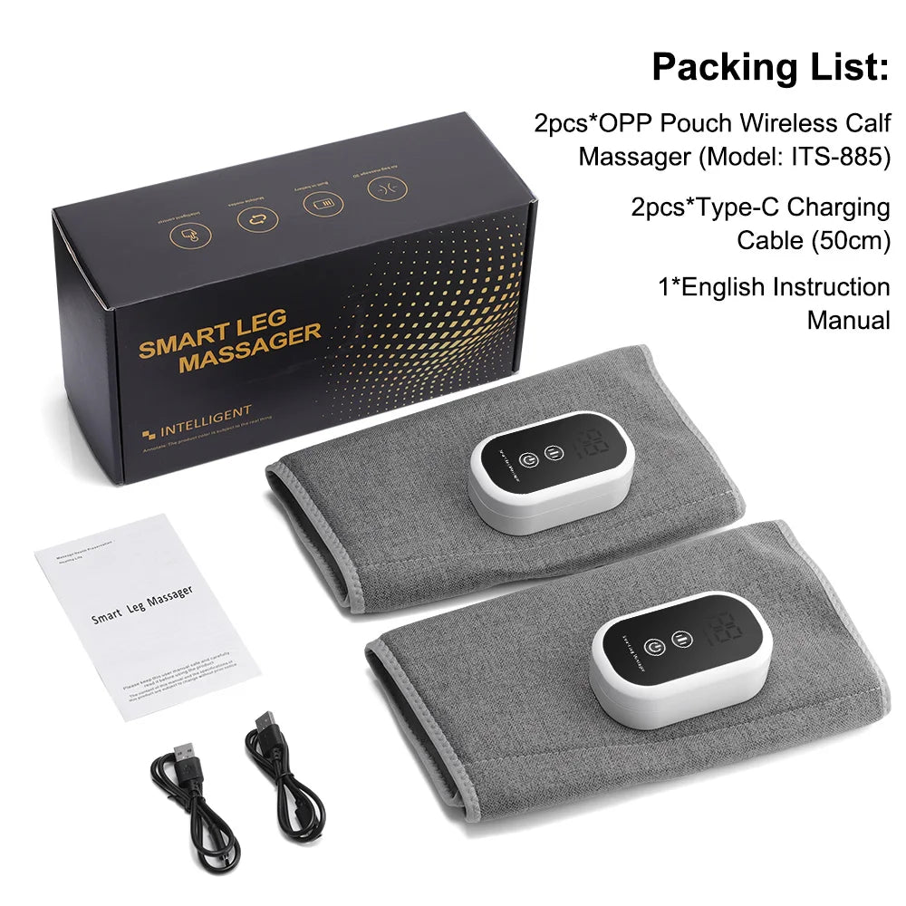 Electric Heating Leg Massager Wireless Rechargeable Air Compression Leg Calf Massage For Relief Relax Leg Muscles Health Care