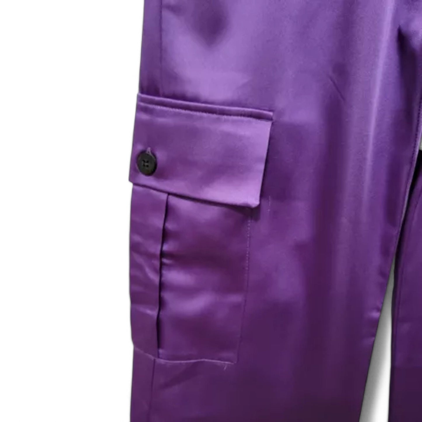 NWT Zara Women's Cargo Pants Silky Satin Purple Pocket Straight Leg - Size: S