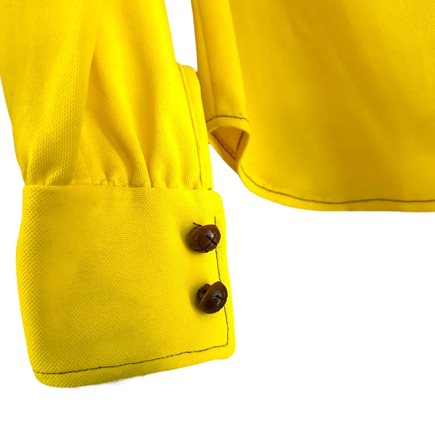 Vintage 70s Electric Yellow 2 piece Polyester Leisure Pant Suit Set - Size: S/M