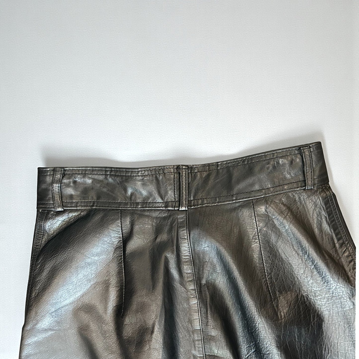 Vintage 80s Black Leather Pants High Waisted Pleated Jogger Cuff - Size S