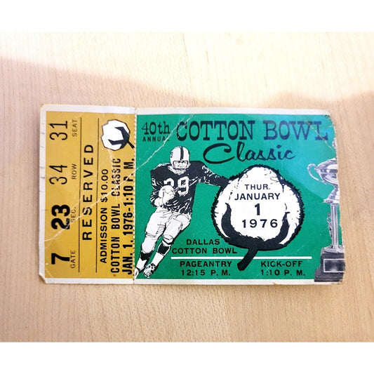 1976 COTTON BOWL GAME Ticket Stub - Arkansas Razorbacks v. Georgia Bulldogs